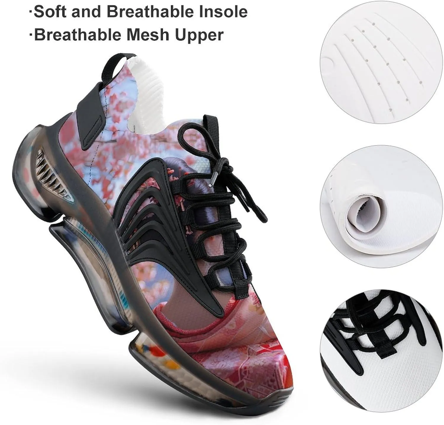 Mount Fuji Cherry Geisha Japanese Men's Running Shoes Lightweight Walking Shoe Breathable Sneaker