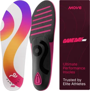 MOVE Game Day Pro- Ultimate Performance Sports Insoles for Basketball, Volleyball, Football, Tennis, Athletics, Baseball, Running, and Active Lifestyle. Extra Shock Absorption (M 10-10.5/WM 11.5-12)