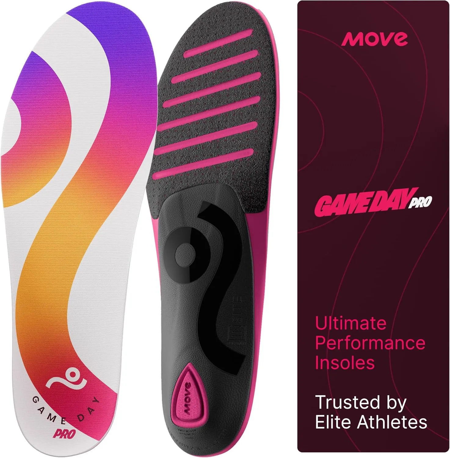 MOVE Game Day Pro- Ultimate Performance Sports Insoles for Basketball, Volleyball, Football, Tennis, Athletics, Baseball, Running, and Active Lifestyle. Extra Shock Absorption (M 10-10.5/WM 11.5-12)