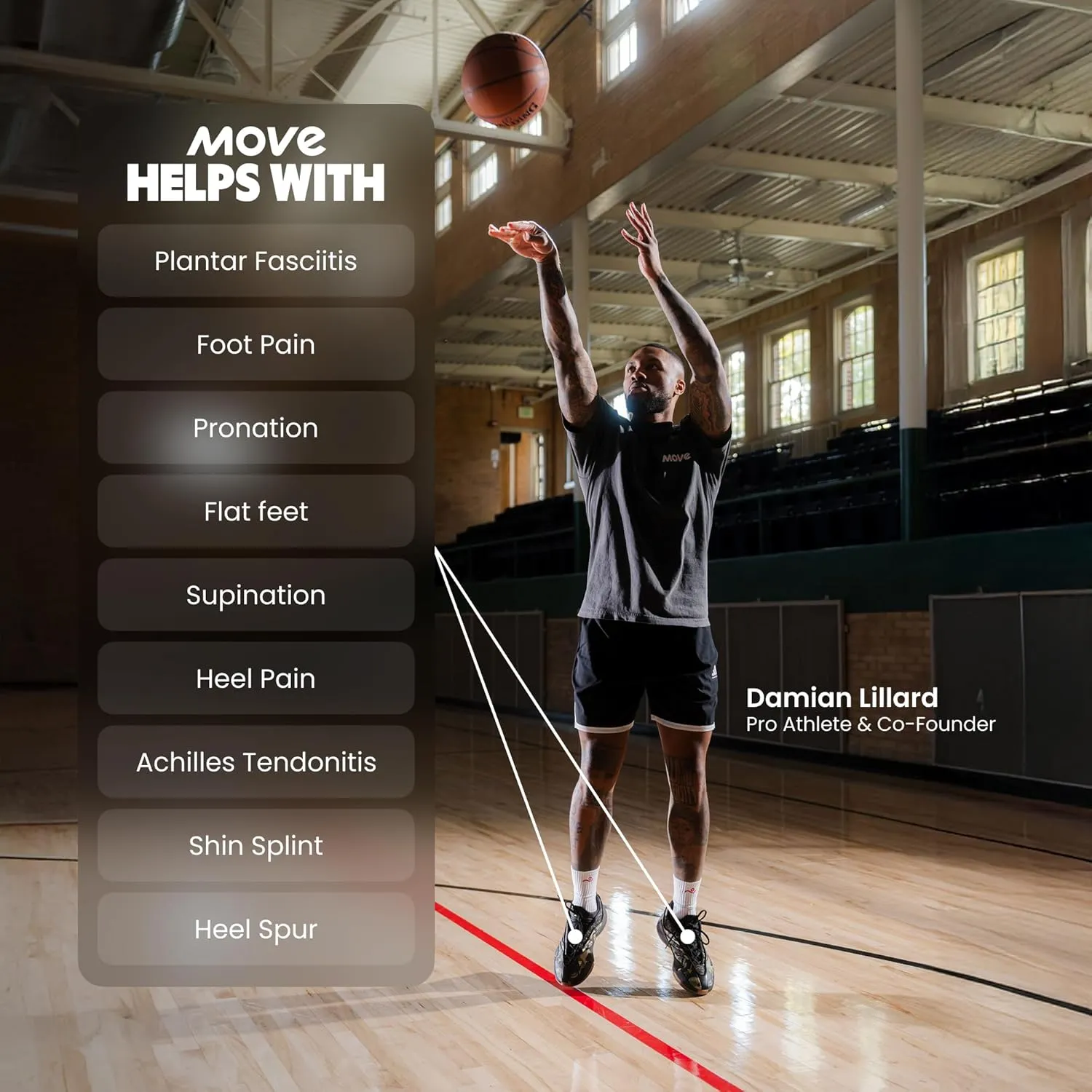 MOVE Game Day Pro- Ultimate Performance Sports Insoles for Basketball, Volleyball, Football, Tennis, Athletics, Baseball, Running, and Active Lifestyle. Extra Shock Absorption (M 10-10.5/WM 11.5-12)