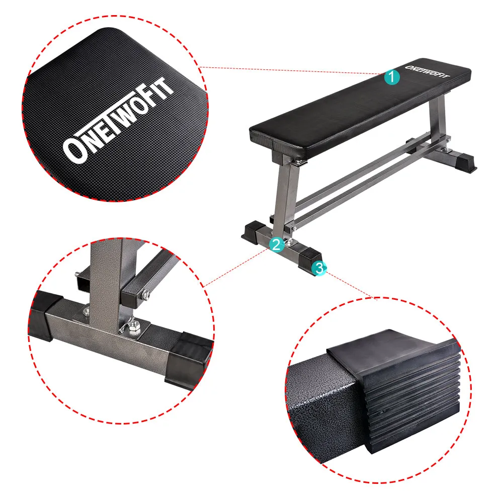 Multiuse Flat Weight Bench With Weightlifting With Dumbbell Rack OT070