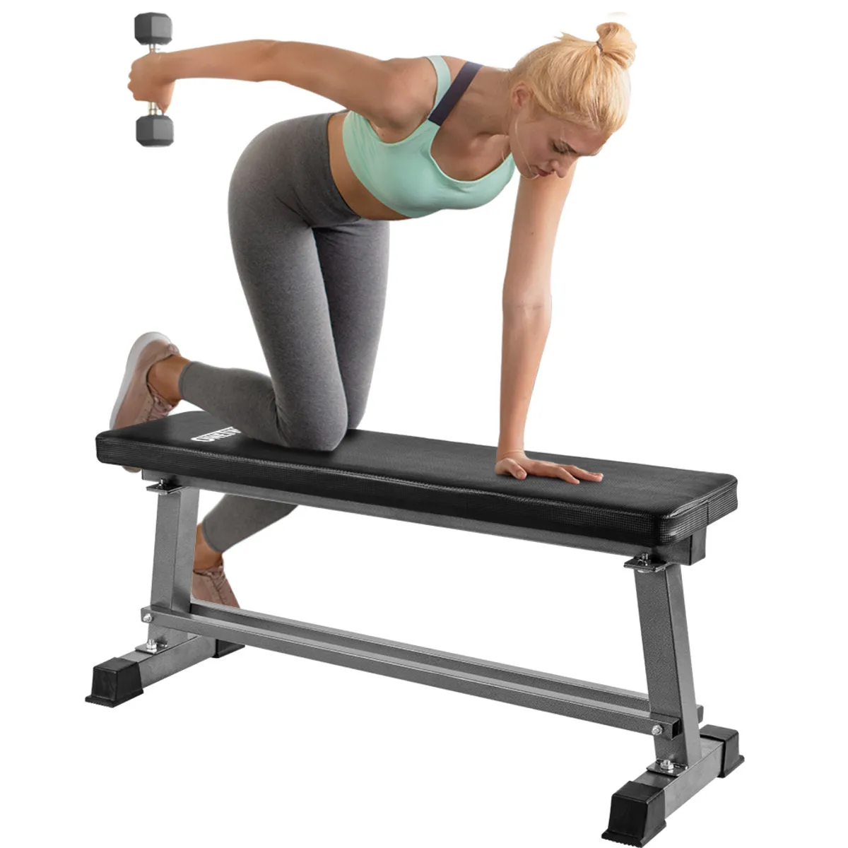 Multiuse Flat Weight Bench With Weightlifting With Dumbbell Rack OT070