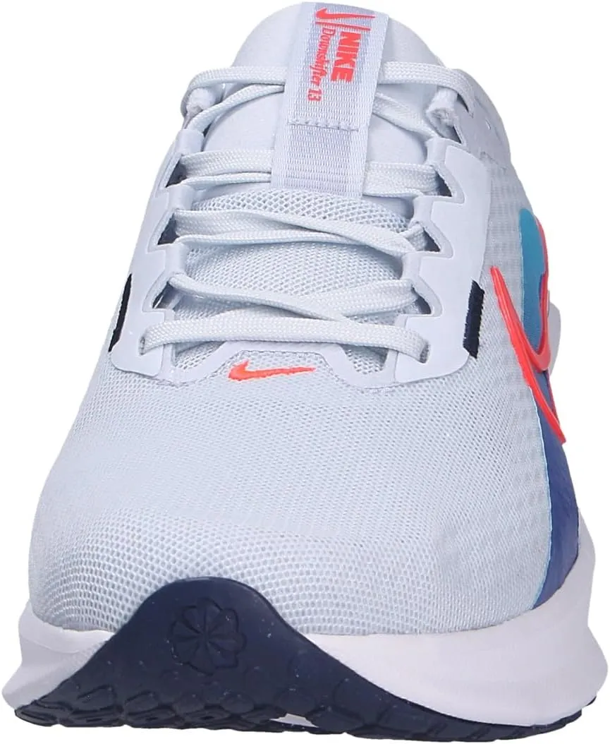 Nike Downshifter 13 Men's Road Running Shoes (FD6454-012, Football Grey/Deep Night/Blue Lightning/Bright Crimson)