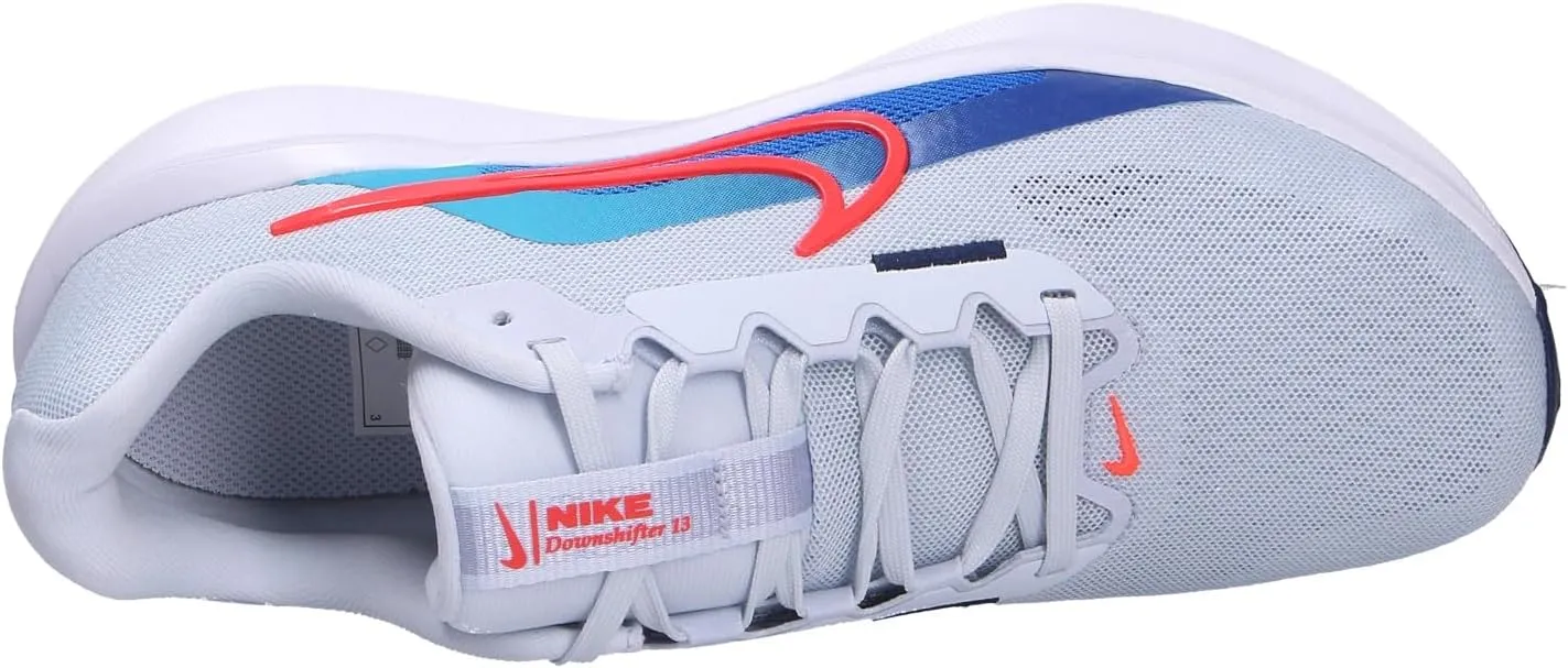 Nike Downshifter 13 Men's Road Running Shoes (FD6454-012, Football Grey/Deep Night/Blue Lightning/Bright Crimson)