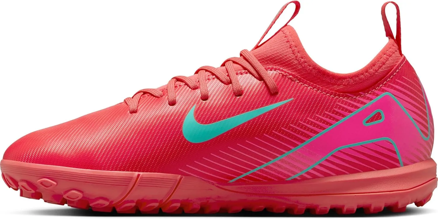 Nike Jr. Mercurial Vapor 16 Academy Little/Big Kids' TF Low-Top Soccer Shoes (FQ8284-800, Ember Glow/Aurora Green)