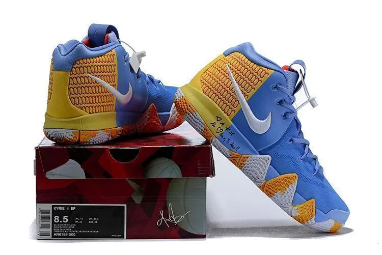 Nike Kyrie 4 Blue Yellow White  Men Basketball Shoes !!! CYBER MONDAY SALE !!!