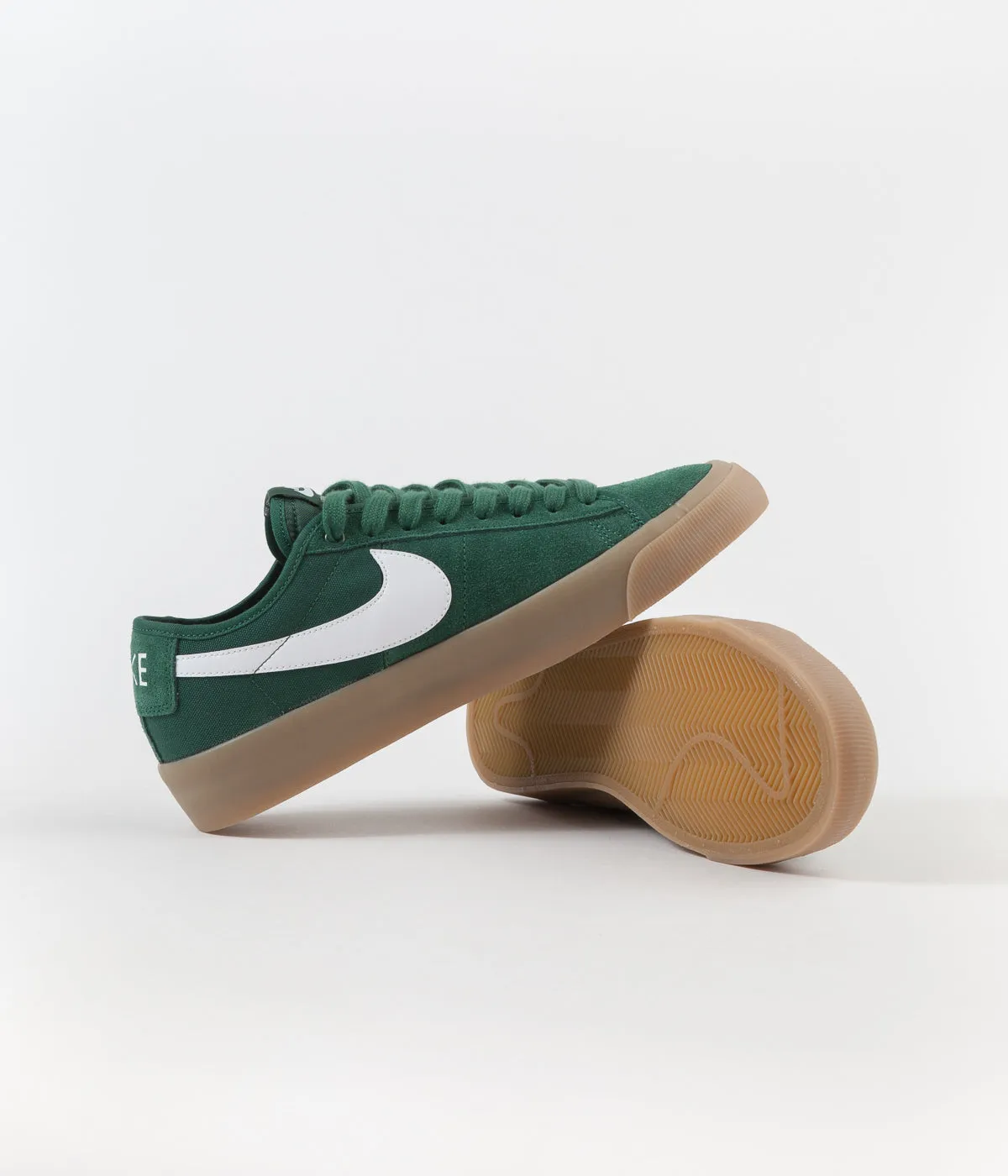 Nike SB Blazer Low Pro GT QS Shoes - Fir / White - Fir - Gum Light Brown