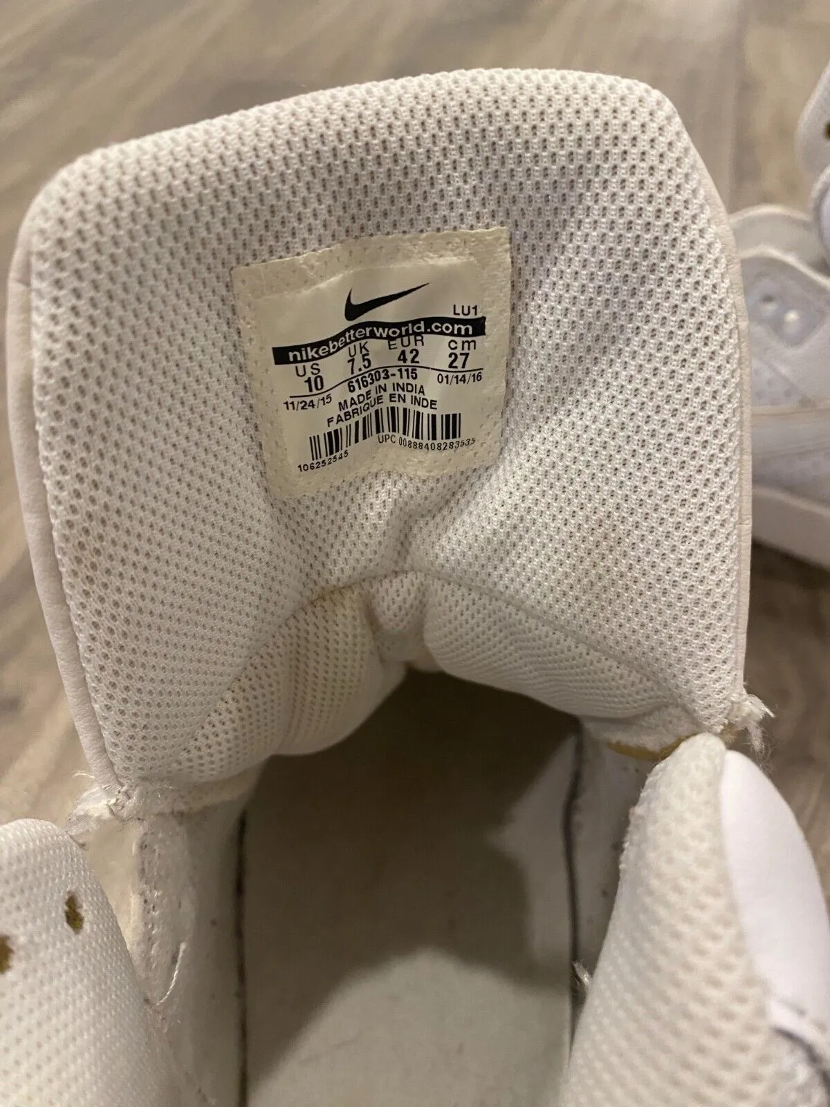 Nike Son Of Force Mid Shoes Womens Size 10 Triple White Sneaker 616303-115