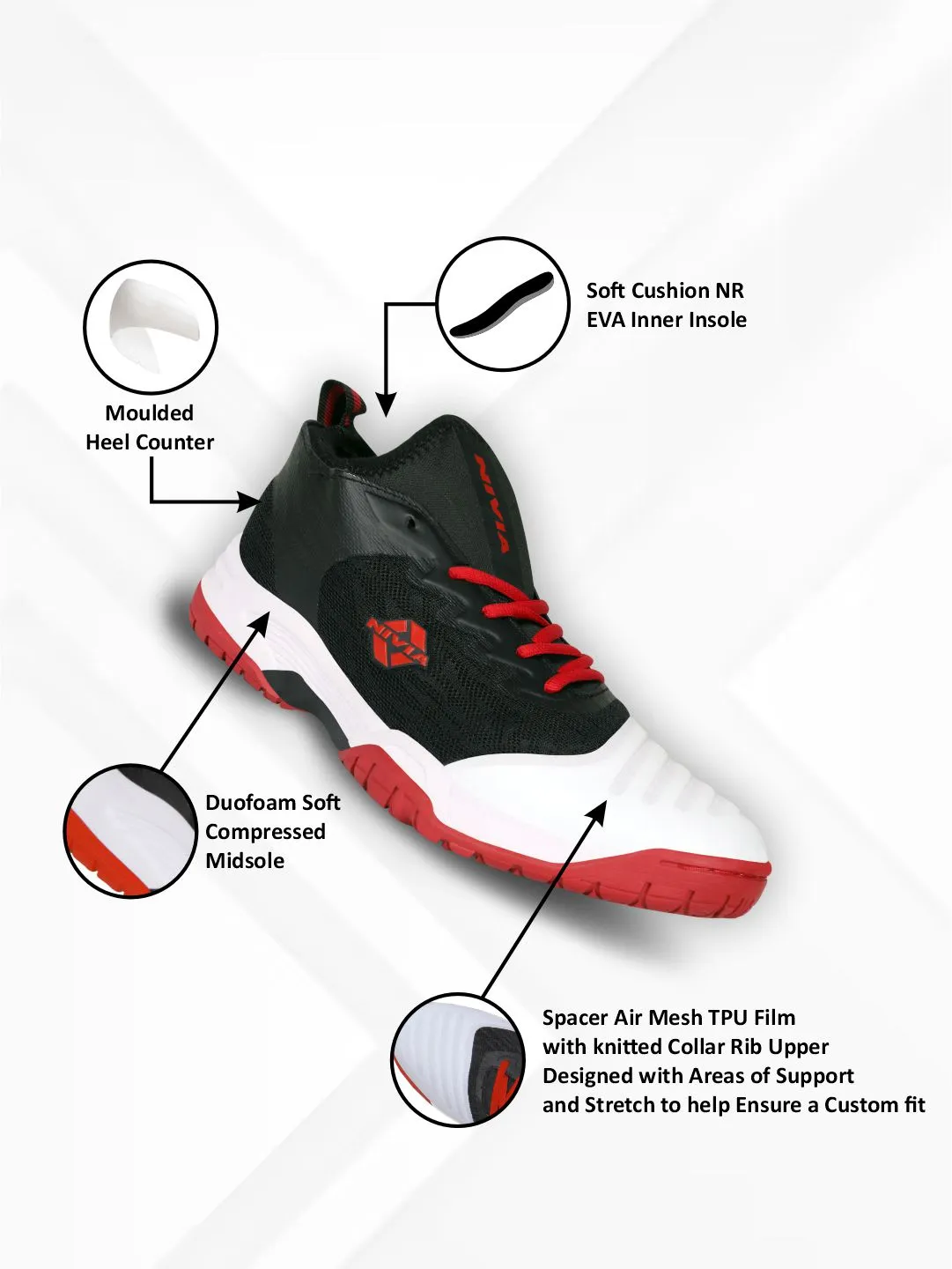 NIVIA Men Zeal 2.0: The Perfect Tennis Court (Black)