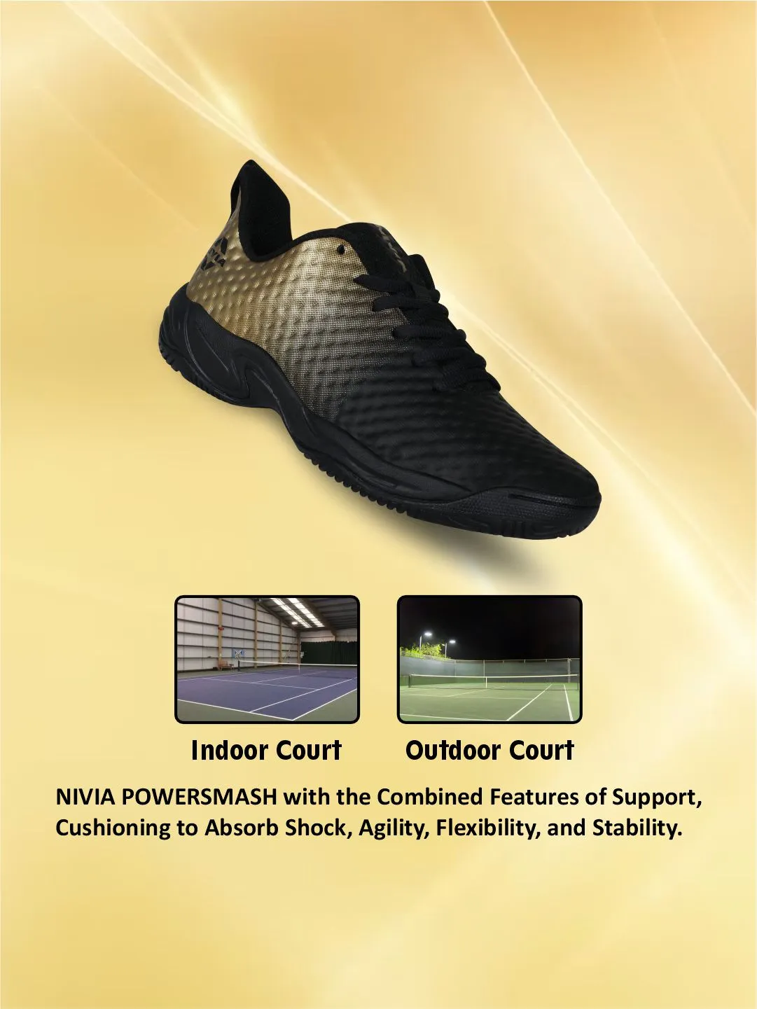 NIVIA Power Smash Tennis Shoes (Black/Bronze)