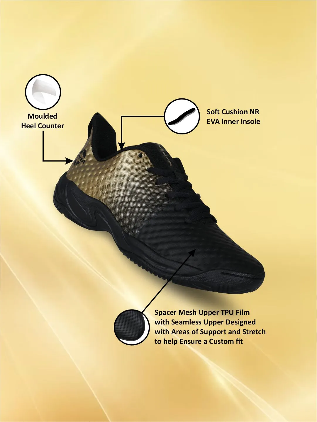 NIVIA Power Smash Tennis Shoes (Black/Bronze)