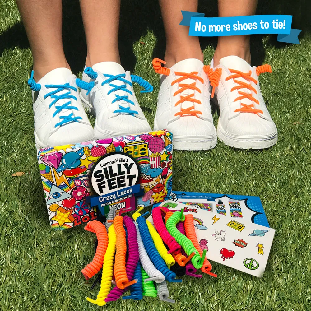 No Tie Shoelaces 10 Pairs Neon Twisty Laces