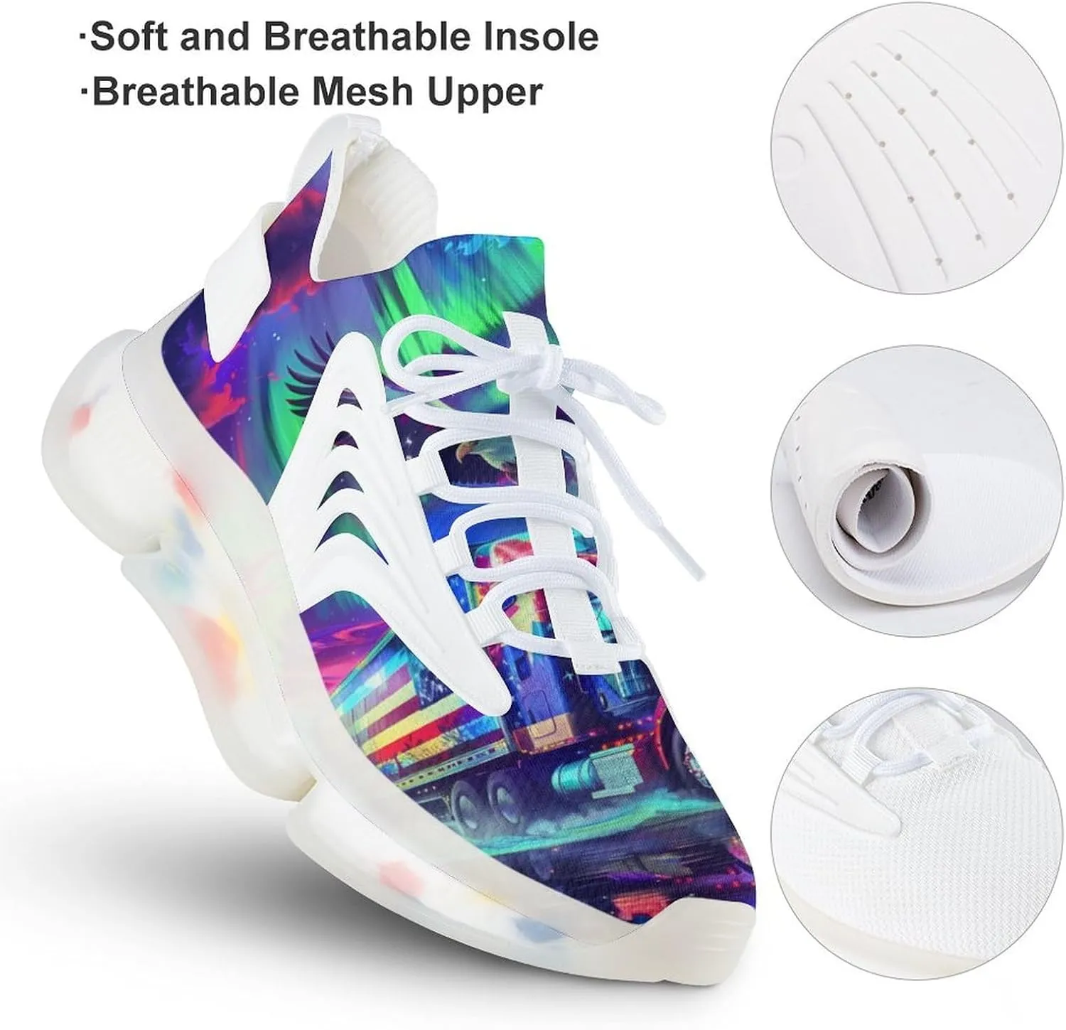 Northern Lights Eagle Truck Men's Running Shoes Lightweight Walking Shoe Breathable Sneaker