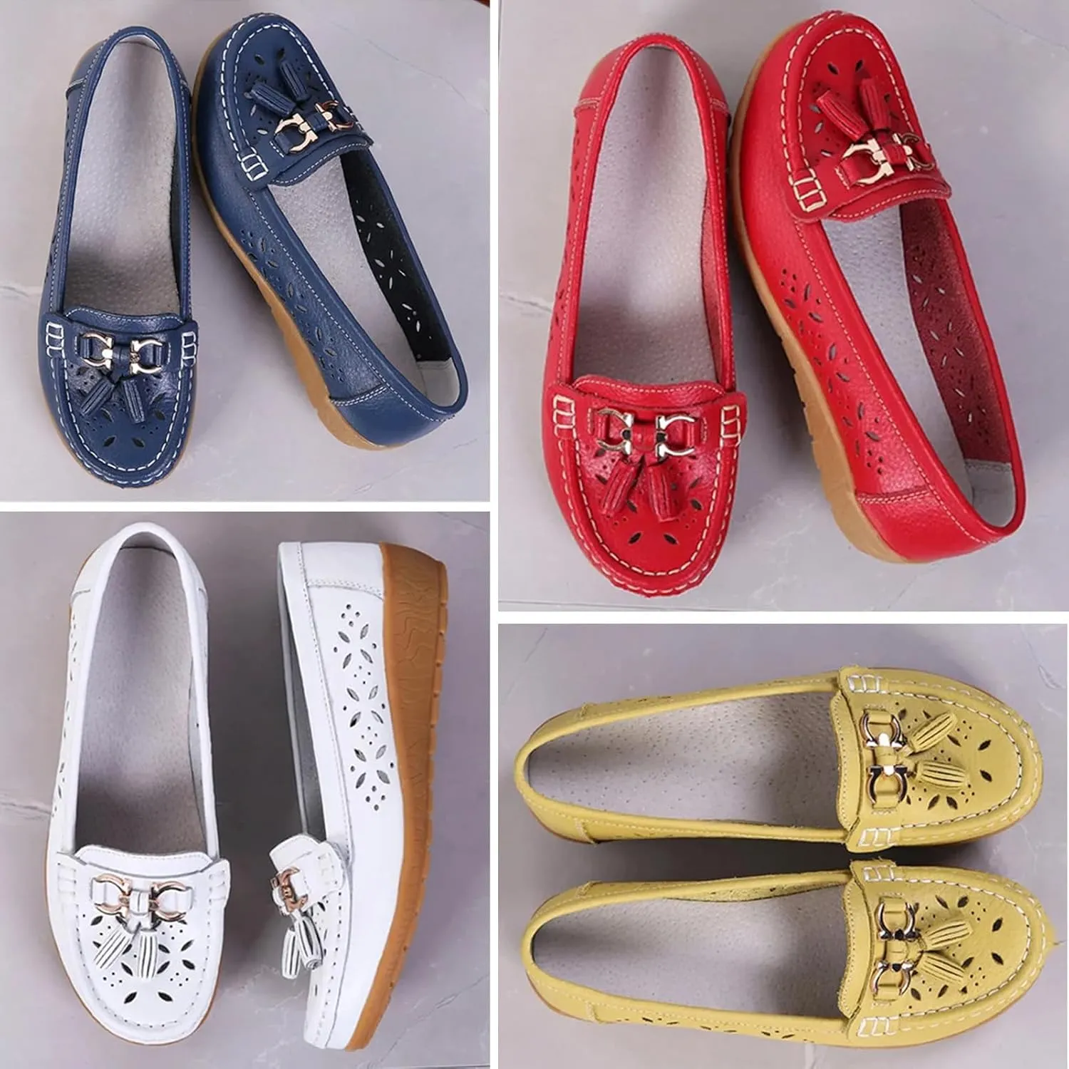 Orthopedic Women Summer Slip On Loafers Breathable Leather Comfortable Walking Shoes for Work Casual Wear