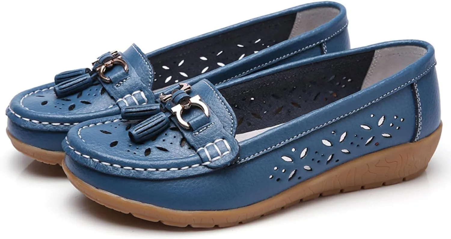 Orthopedic Women Summer Slip On Loafers Breathable Leather Comfortable Walking Shoes for Work Casual Wear