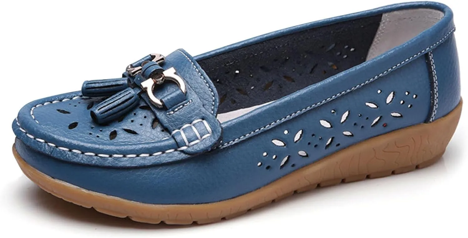 Orthopedic Women Summer Slip On Loafers Breathable Leather Comfortable Walking Shoes for Work Casual Wear