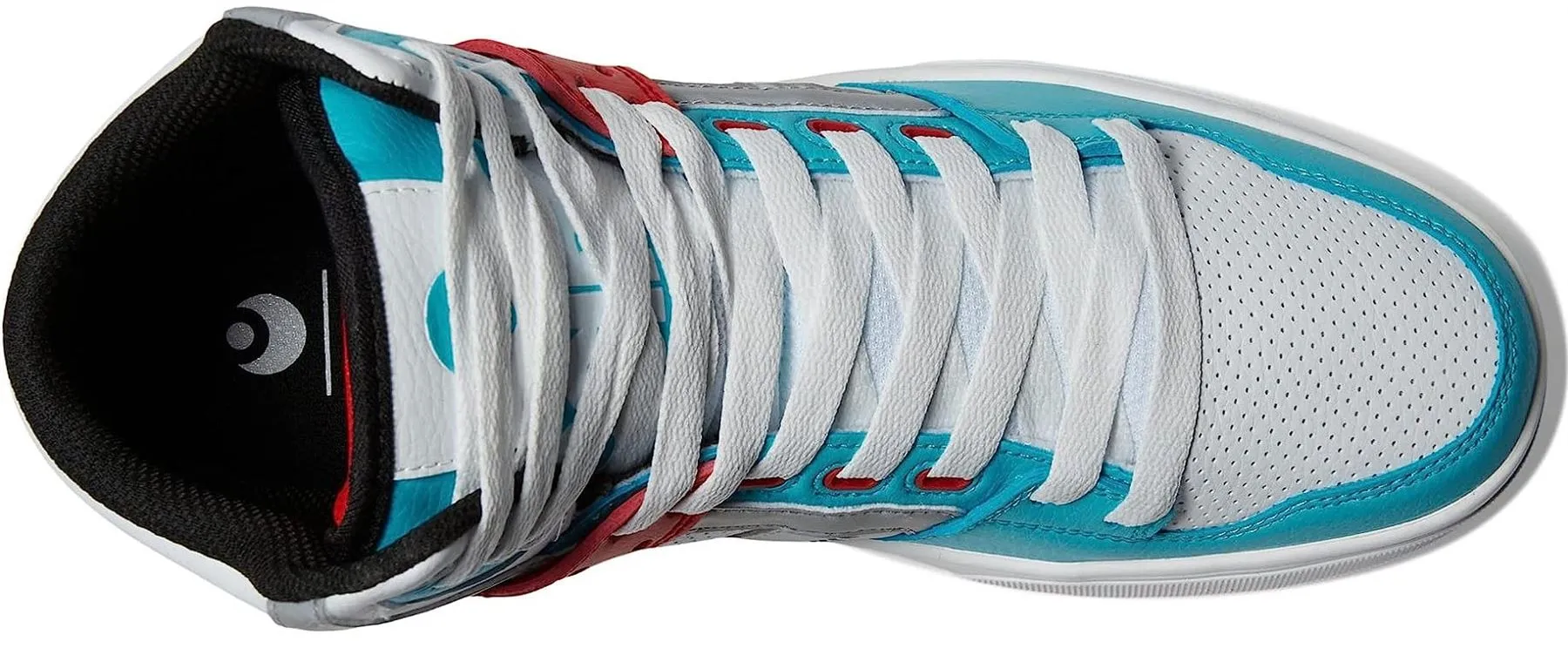 Osiris Clone White Red Cyan Mens Skate Hi Top Trainers