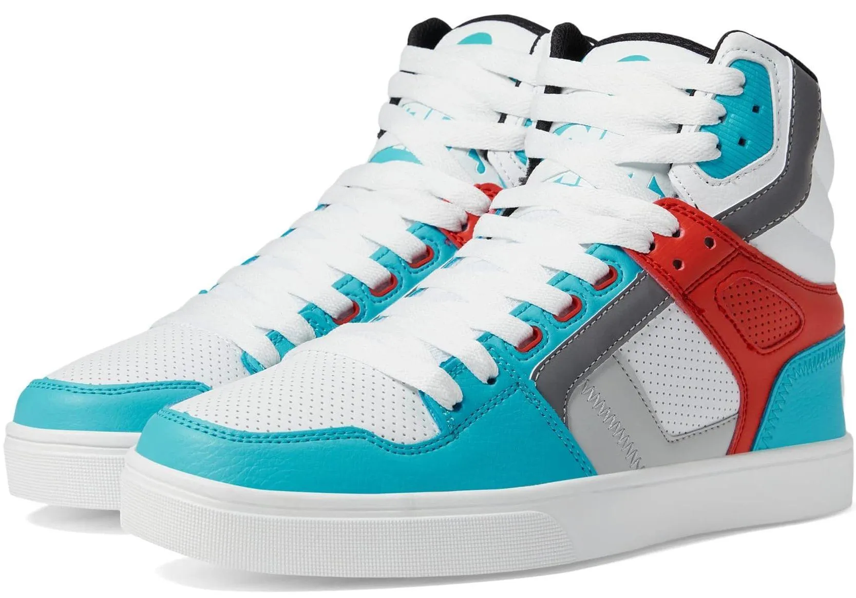 Osiris Clone White Red Cyan Mens Skate Hi Top Trainers