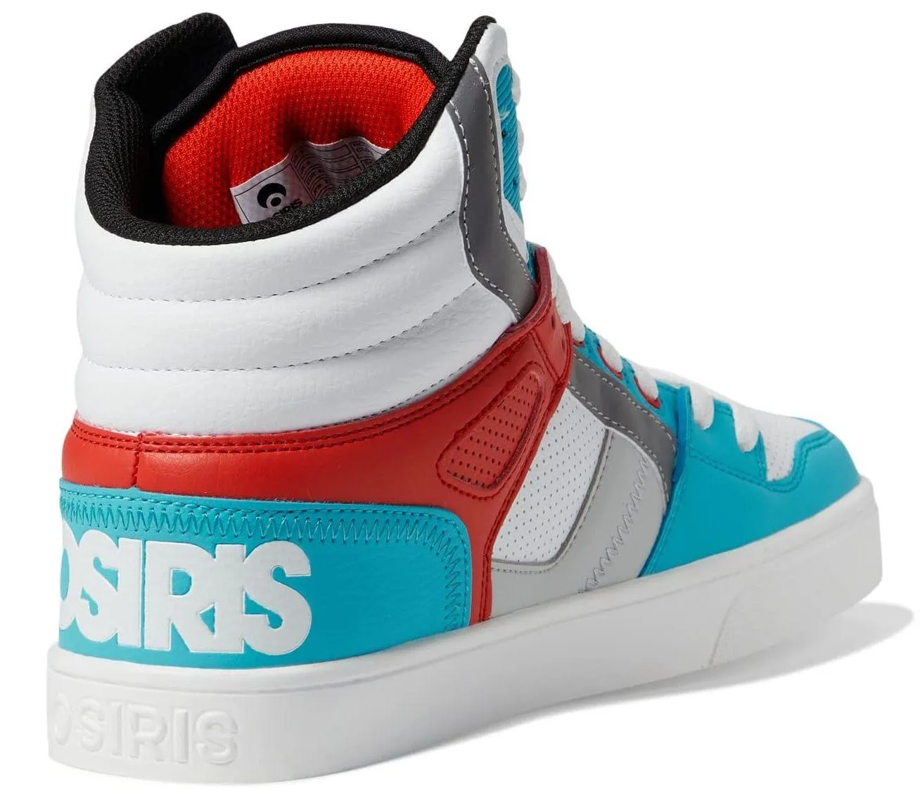 Osiris Clone White Red Cyan Mens Skate Hi Top Trainers
