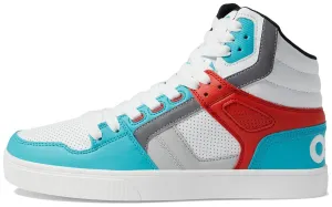 Osiris Clone White Red Cyan Mens Skate Hi Top Trainers