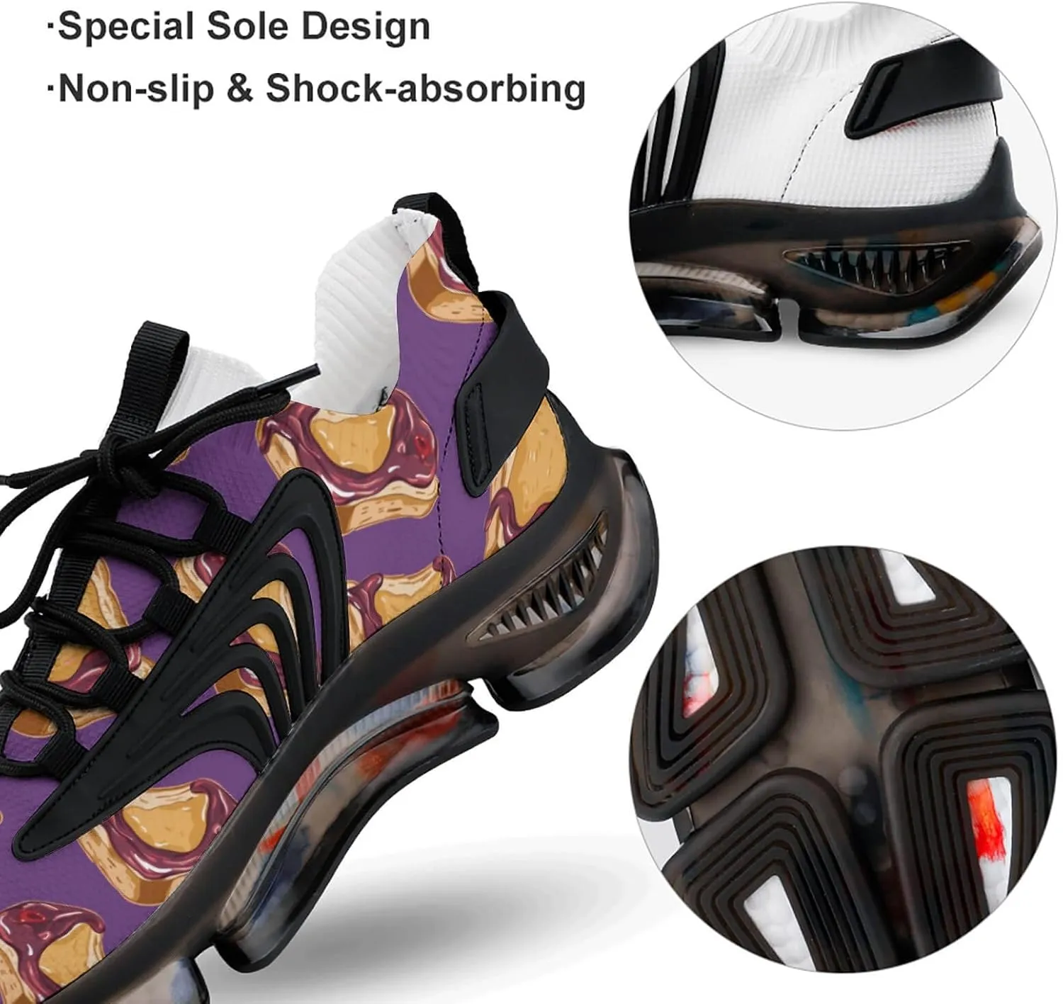 Peanut Butter Jelly Breakfast Men's Running Shoes Lightweight Walking Shoe Breathable Sneaker