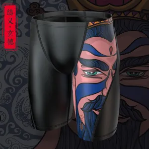 Plus Size & Quick-dry Men's Swimming Trunks with Liu Bei Pattern