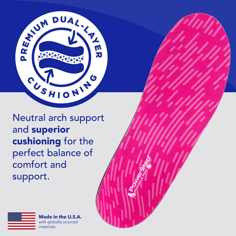 PowerStep Pink Insoles | Arch Pain Relief Orthotic for Women's Shoes