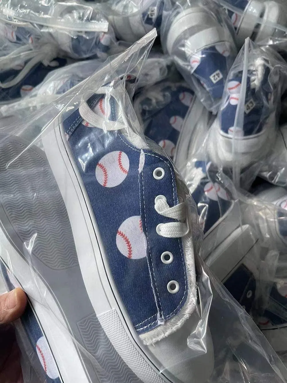 Pre- Order Denim Tennis shoes with baseball theme