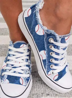 Pre- Order Denim Tennis shoes with baseball theme