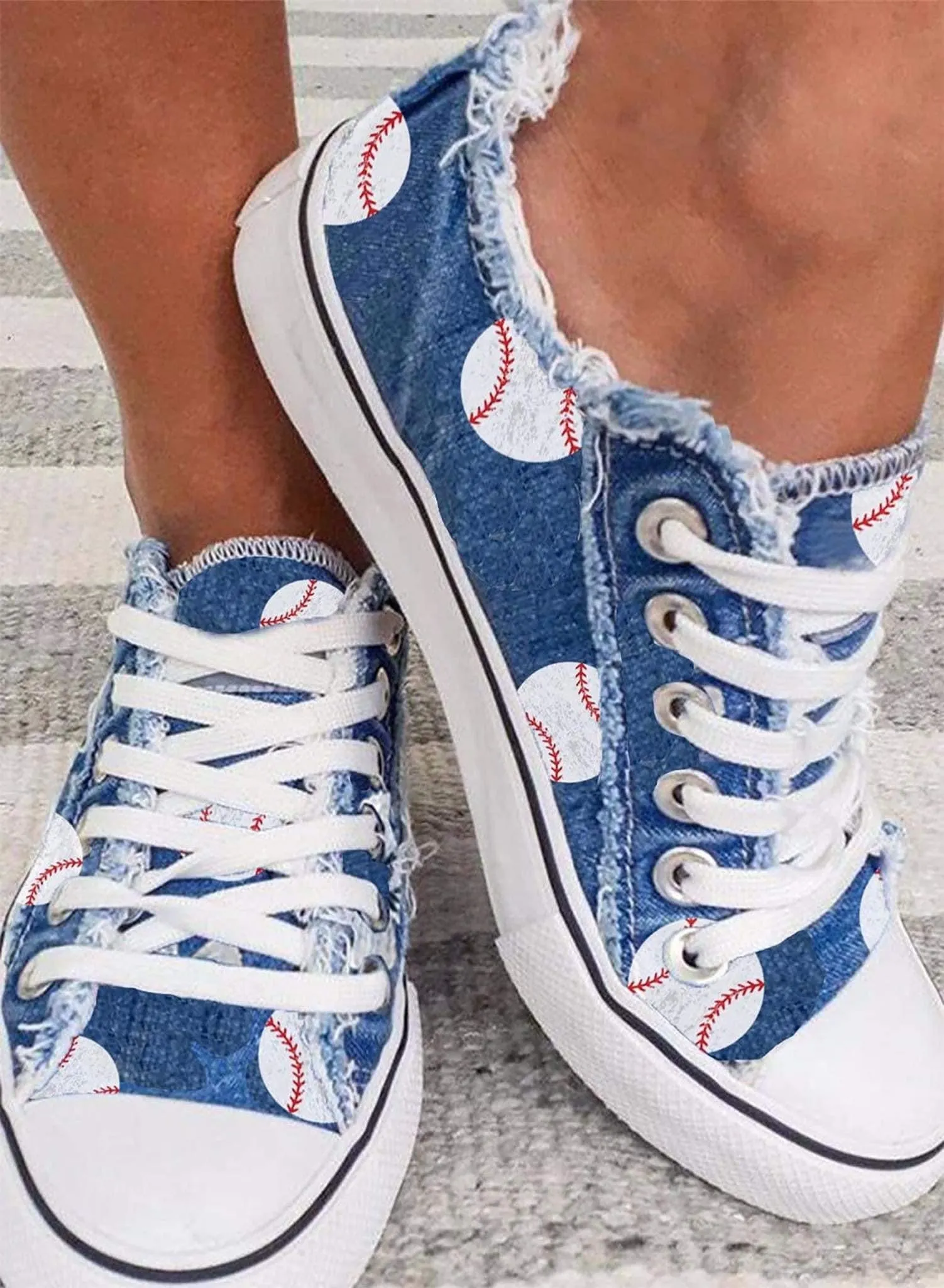 Pre- Order Denim Tennis shoes with baseball theme