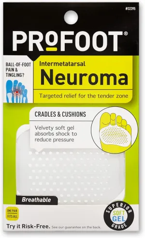 PROFOOT Inter-Metatarsal Pads, Neuroma Ball of Foot Cushions for Women & Men for Foot Pain Relief, Helps Reduce Tingling & Burning, Shock-Absorbing, Velvety Soft & Breathable, 1 Pair