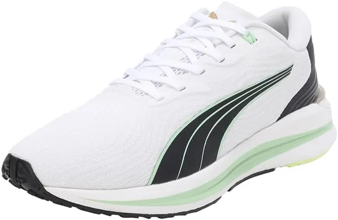 PUMA Girls' Electrify Nitro 2 Run 75 WNS Street Running Shoes, Puma White PUMA Black Light Mint, 7 Big Kid