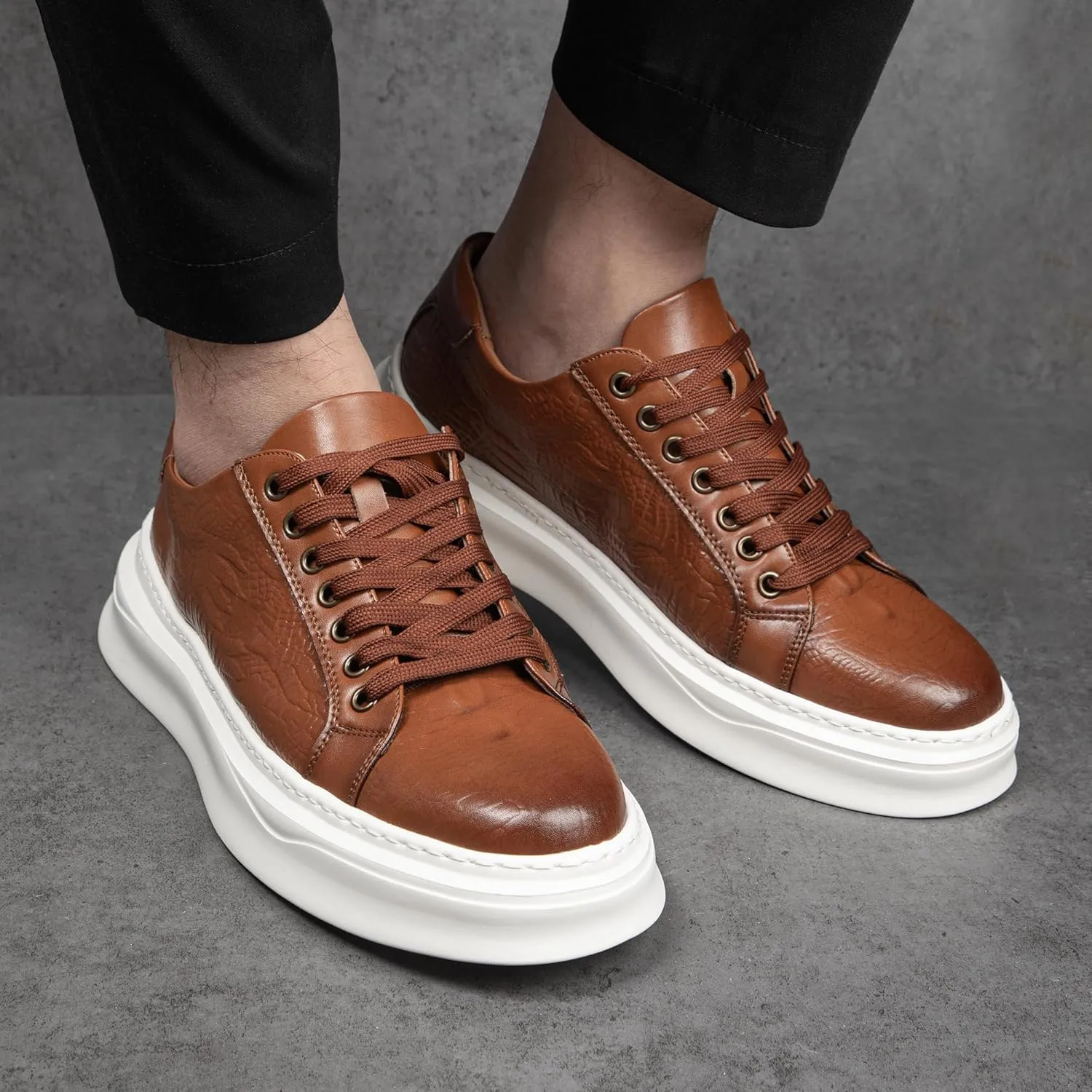 Qidordour Welford Men's Casual Skate Shoes Fashion Leather Walking Shoes