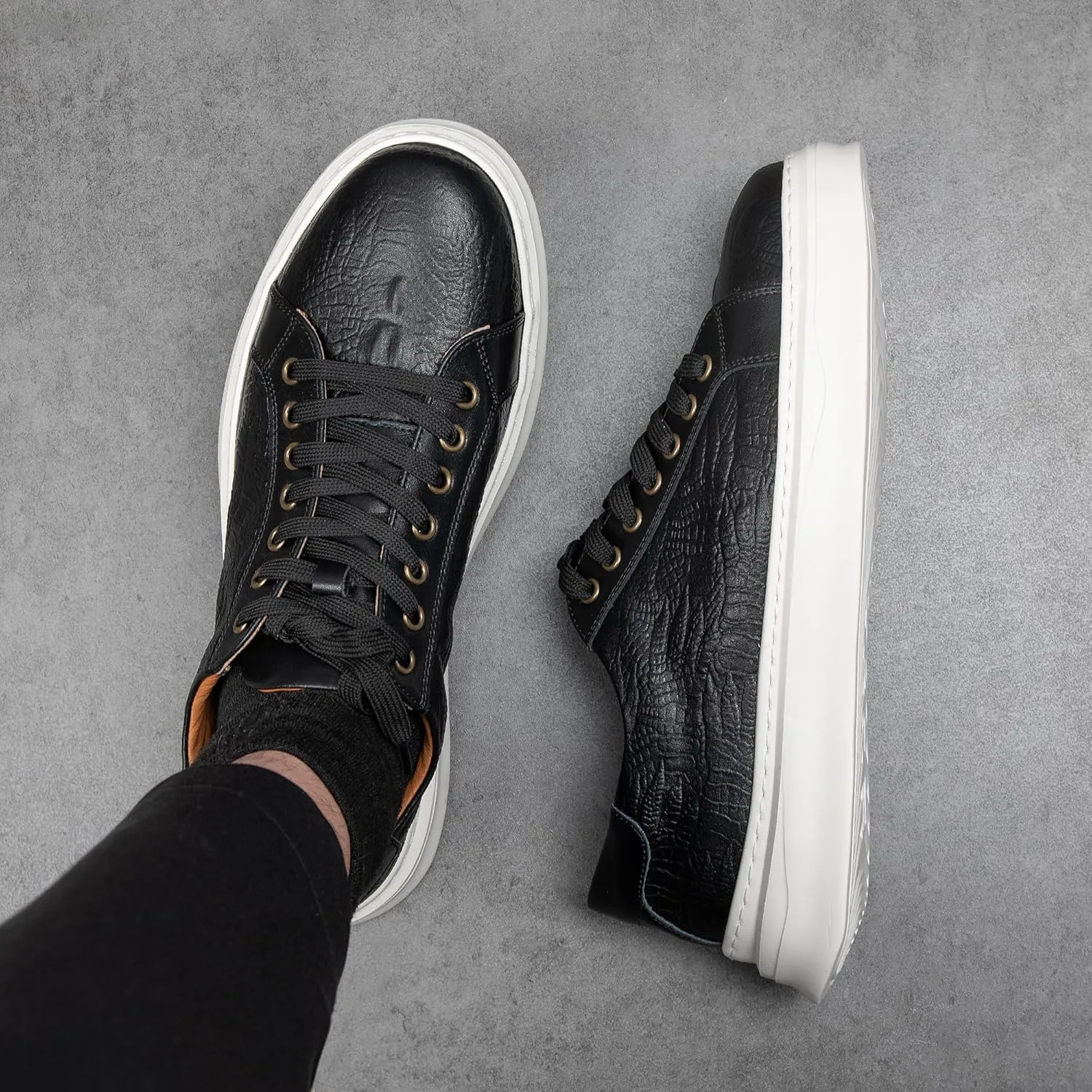 Qidordour Welford Men's Casual Skate Shoes Fashion Leather Walking Shoes