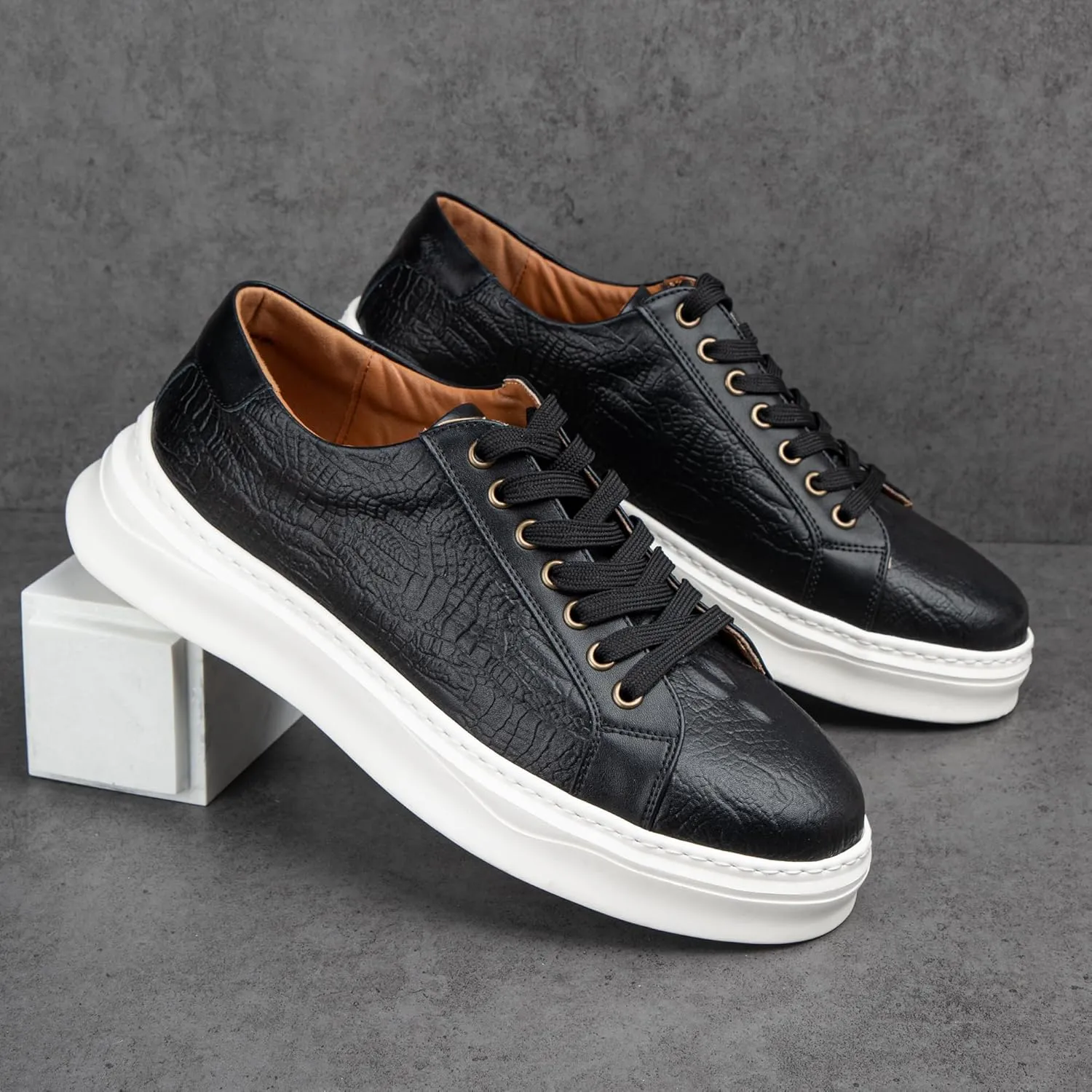 Qidordour Welford Men's Casual Skate Shoes Fashion Leather Walking Shoes