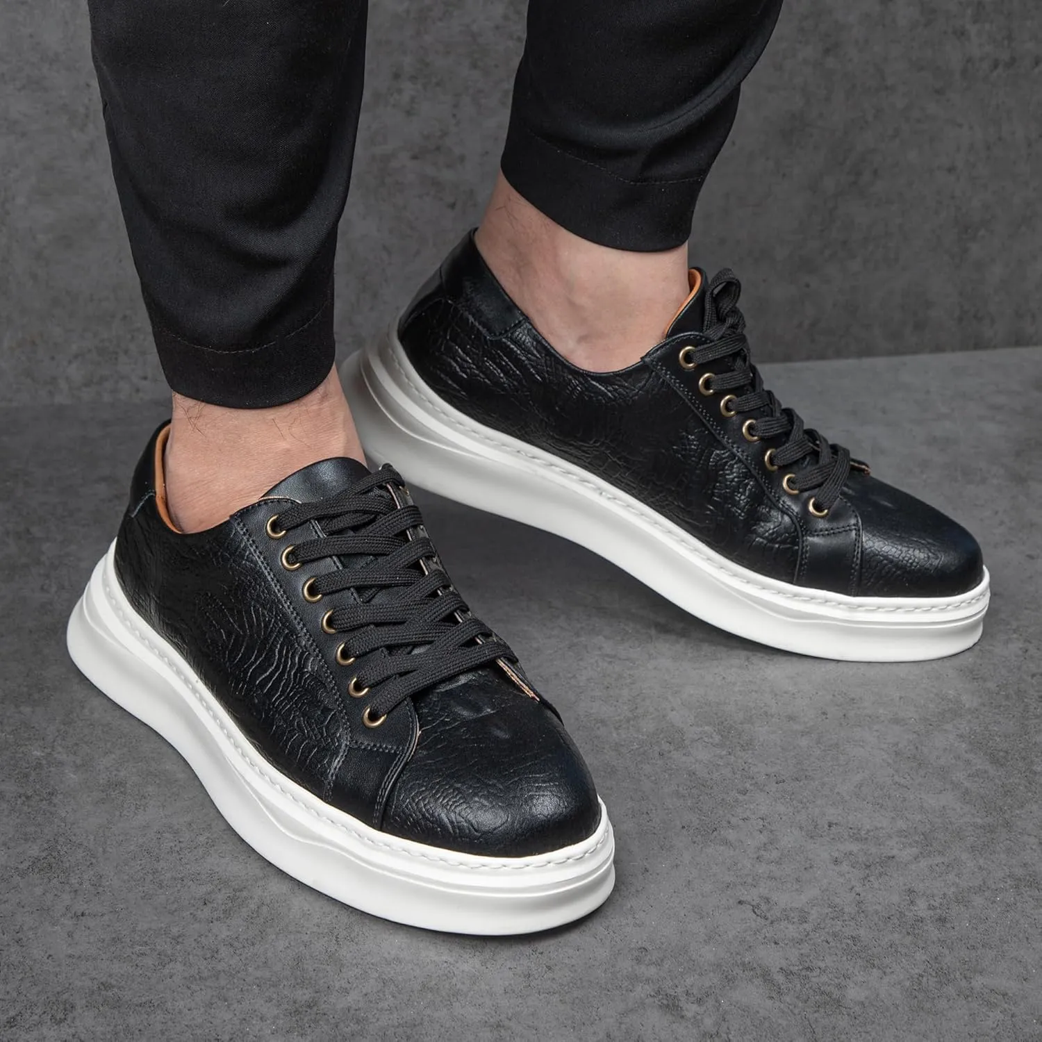 Qidordour Welford Men's Casual Skate Shoes Fashion Leather Walking Shoes
