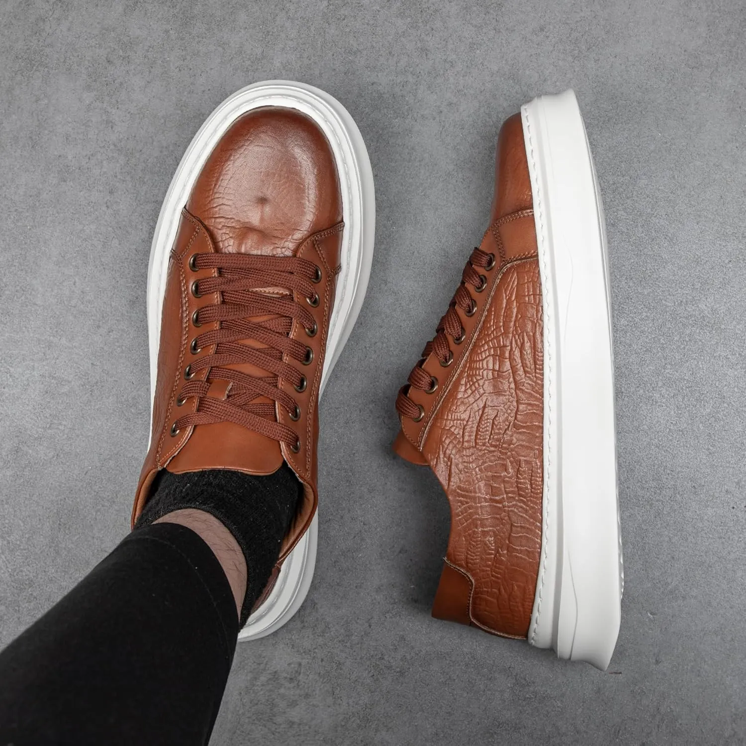 Qidordour Welford Men's Casual Skate Shoes Fashion Leather Walking Shoes