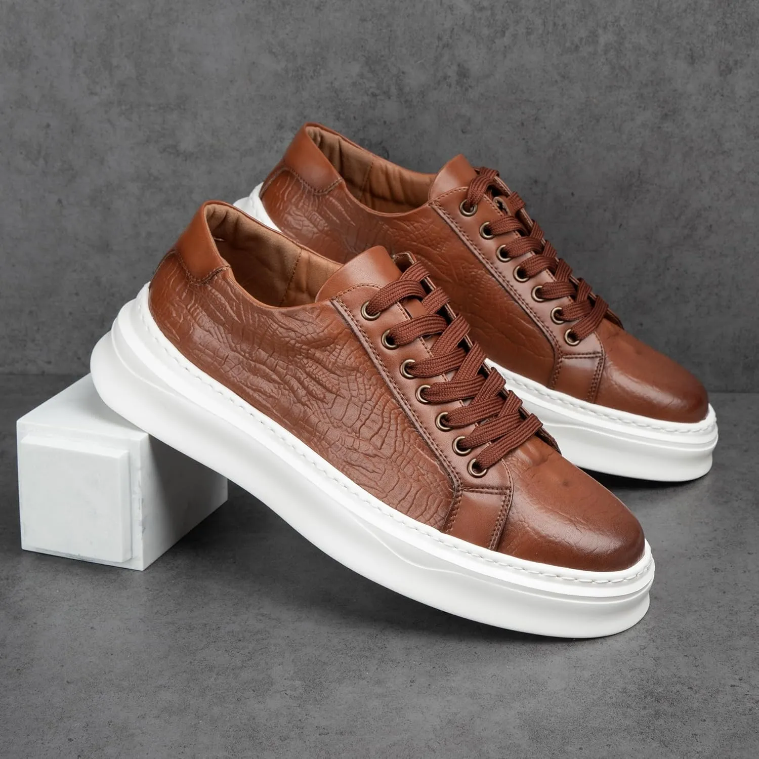 Qidordour Welford Men's Casual Skate Shoes Fashion Leather Walking Shoes