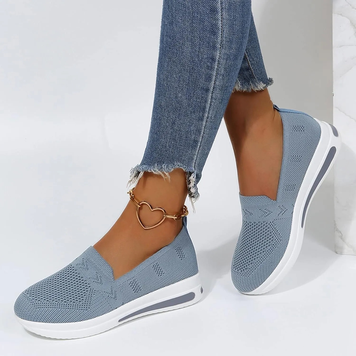 Quick Dry Casual Boat Shoes for Women Arch Support Air Cushioned Classic Comfort Flat Loafers Orthopedic Tennis Comfortable Lightweight Jogging Sneakers Padded Insole Slip on Tennis Footwears