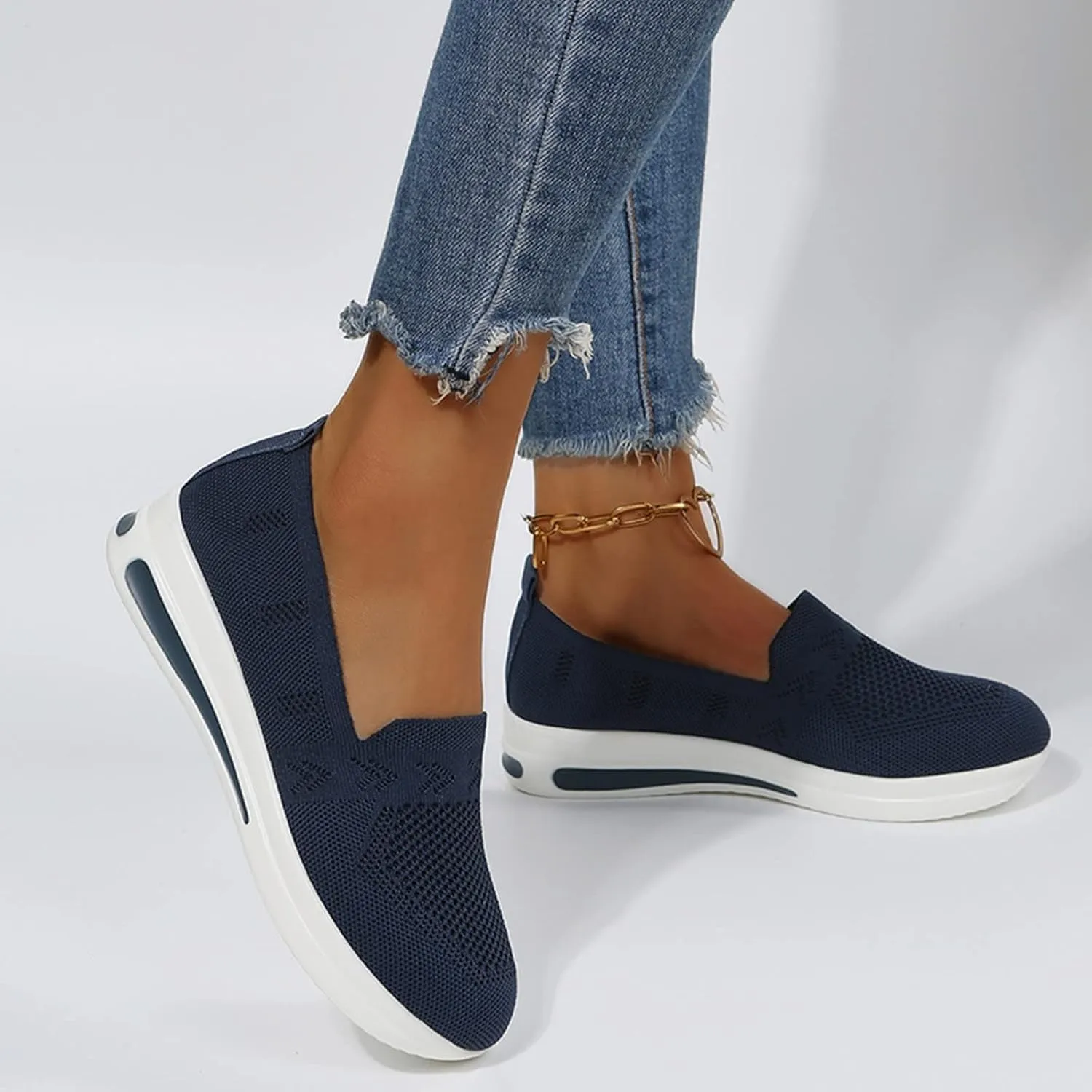 Quick Dry Casual Boat Shoes for Women Arch Support Air Cushioned Classic Comfort Flat Loafers Orthopedic Tennis Comfortable Lightweight Jogging Sneakers Padded Insole Slip on Tennis Footwears