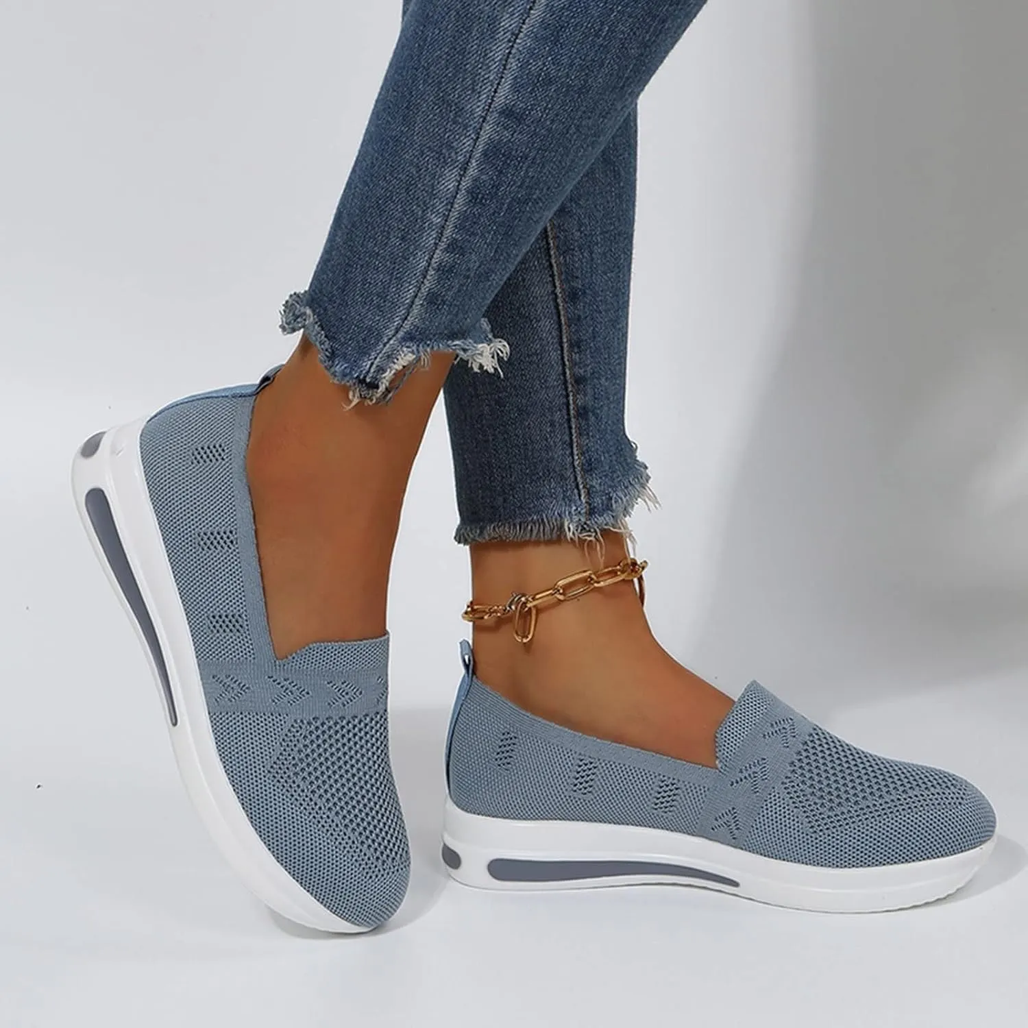 Quick Dry Casual Boat Shoes for Women Arch Support Air Cushioned Classic Comfort Flat Loafers Orthopedic Tennis Comfortable Lightweight Jogging Sneakers Padded Insole Slip on Tennis Footwears