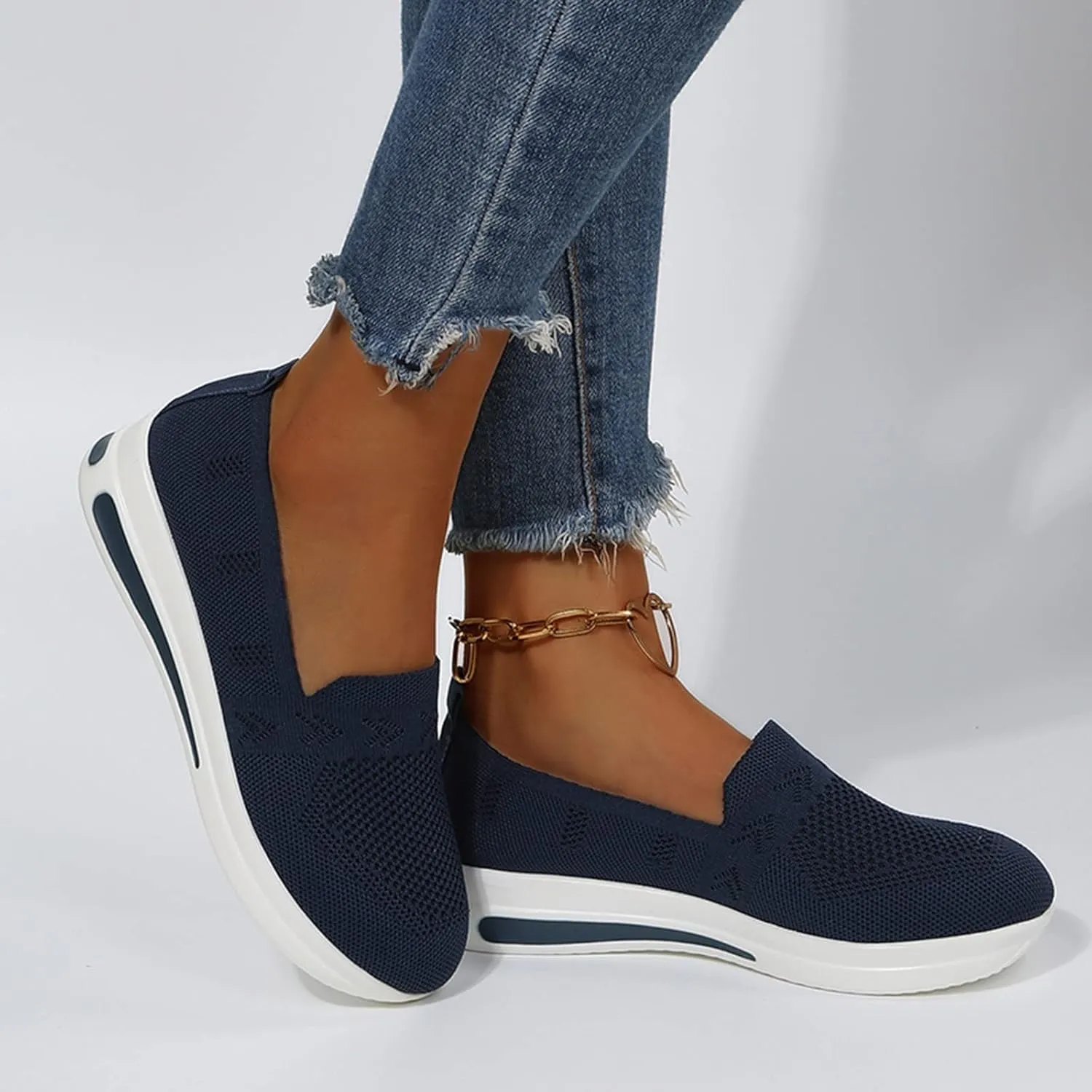 Quick Dry Casual Boat Shoes for Women Arch Support Air Cushioned Classic Comfort Flat Loafers Orthopedic Tennis Comfortable Lightweight Jogging Sneakers Padded Insole Slip on Tennis Footwears