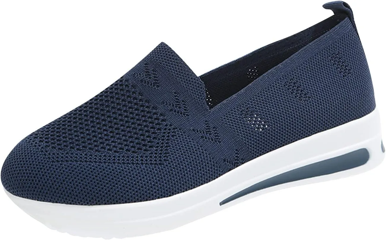 Quick Dry Casual Boat Shoes for Women Arch Support Air Cushioned Classic Comfort Flat Loafers Orthopedic Tennis Comfortable Lightweight Jogging Sneakers Padded Insole Slip on Tennis Footwears