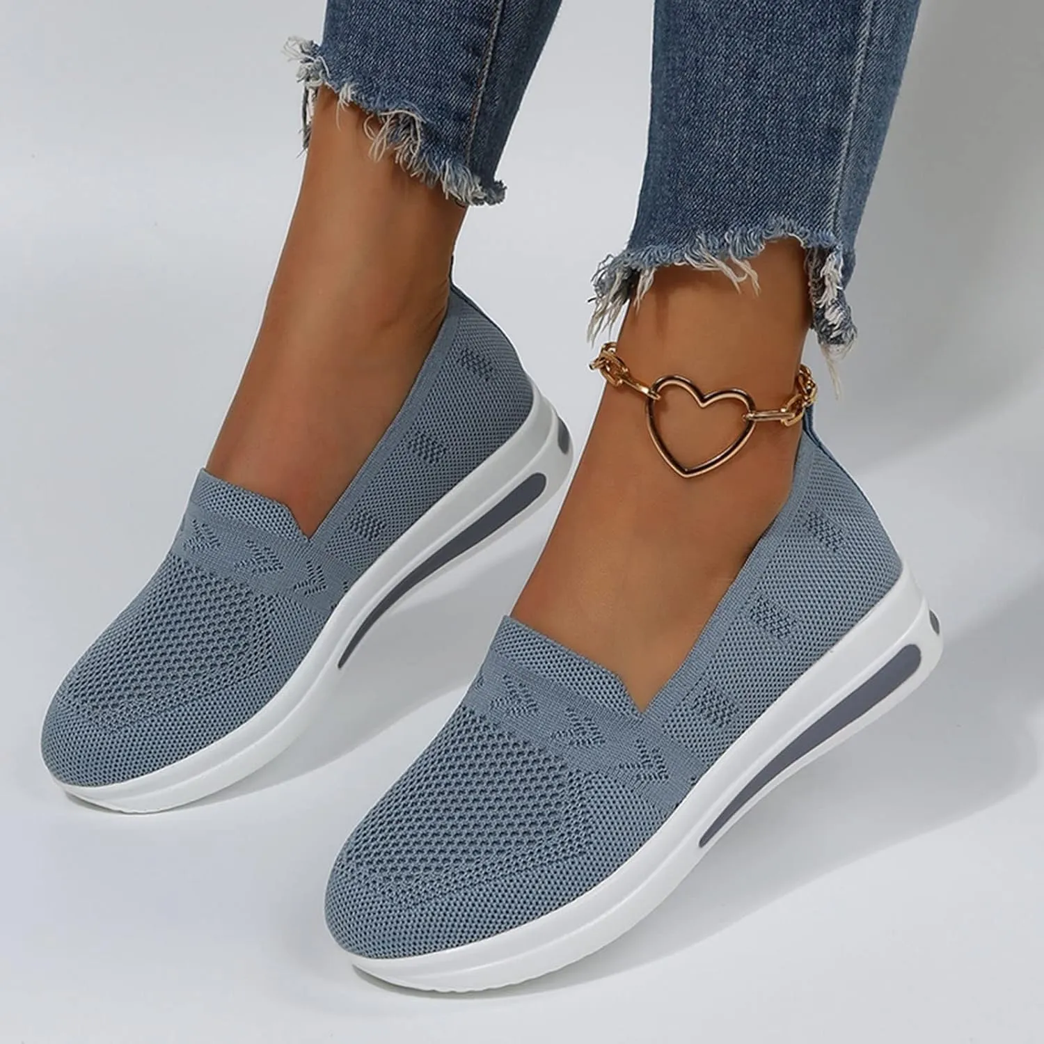 Quick Dry Casual Boat Shoes for Women Arch Support Air Cushioned Classic Comfort Flat Loafers Orthopedic Tennis Comfortable Lightweight Jogging Sneakers Padded Insole Slip on Tennis Footwears