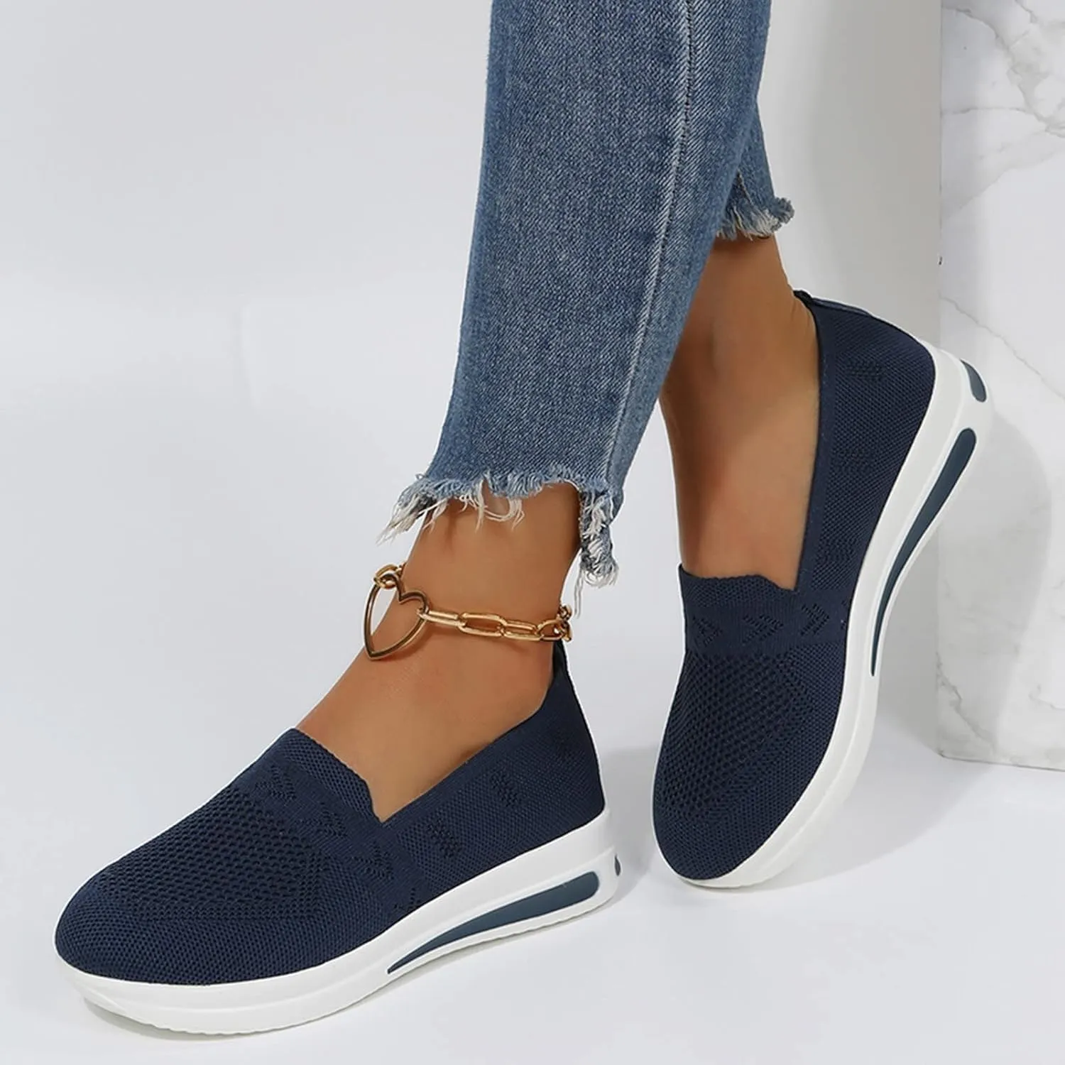 Quick Dry Casual Boat Shoes for Women Arch Support Air Cushioned Classic Comfort Flat Loafers Orthopedic Tennis Comfortable Lightweight Jogging Sneakers Padded Insole Slip on Tennis Footwears