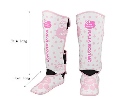RAJA MUAY THAI BOXING MMA SPARRING SHIN GUARD PROTECTOR JUNIOR Size S / M Hello Kitty