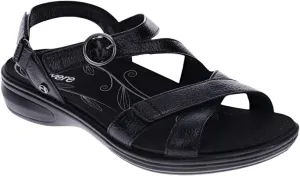 Revere Nagoy Womens Sandals - Premium Leather, Arch Support, Adjustable 3-Strap Fit & Enhanced Cushioning - Shock-Absorbing, Orthotic-Friendly for Everyday Wear Black Pebble 8-8.5 W US