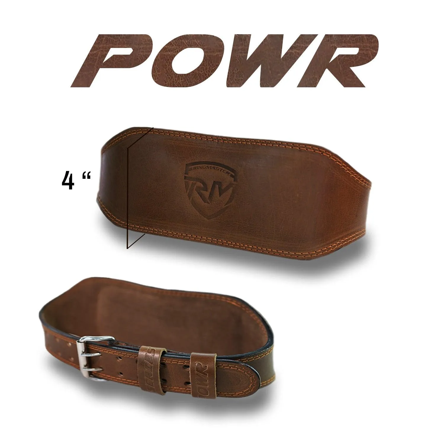 RingMaster Sports Genuine Leather Weight Lifting Gym Belt 4"