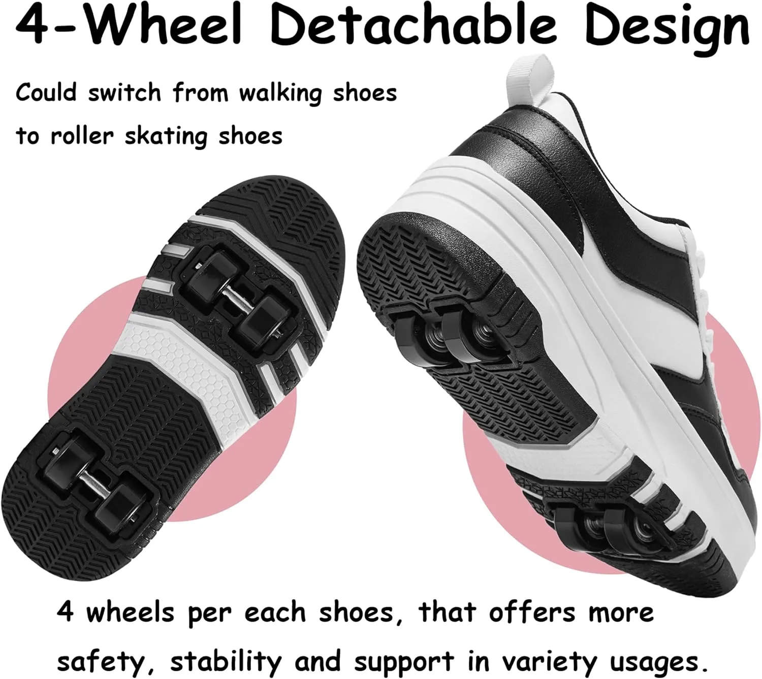 Roller Skate Shoes for Kids Girls Boys Detachable Wheeled Fashion Sneakers