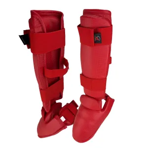 Shin and Instep, Karate, Toe-covered (WKF Style), Red